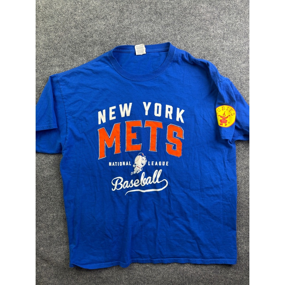 Fruit of the Loom New York Mets Shirt Mens XL Blue MLB Baseball Rubies Sleeve‎